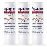 Aquaphor Naturally Inspired Lip Repair Stick with Coconut Oil and Natural Shea Butter, Hydrating Lip Balm Immediately Relieves Dryness and Soothes Chapped Lips, 0.17 Oz Stick, Pack of 3