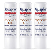 Aquaphor Naturally Inspired Lip Repair Stick with Coconut Oil and Natural Shea Butter, Hydrating Lip Balm Immediately Relieves Dryness and Soothes Chapped Lips, 0.17 Oz Stick, Pack of 3