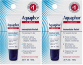 Aquaphor Lip Repair Ointment - Long-lasting Moisture to Soothe Dry Chapped Lips - .35 fl. oz. Tube,(Pack of 2)