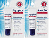 Aquaphor Lip Repair Ointment - Long-lasting Moisture to Soothe Dry Chapped Lips - .35 fl. oz. Tube,(Pack of 2)