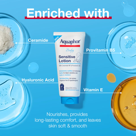 Aquaphor Baby Sensitive Lotion, Baby Lotion to Soothe and Moisturize Delicate Skin, 8 Oz