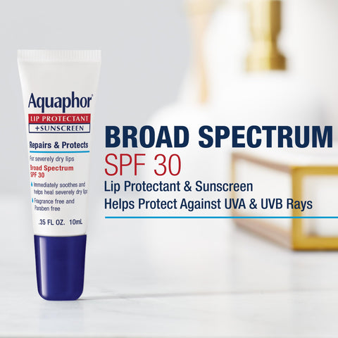 Aquaphor Lip Balm, Lip Repair, SPF 30 | Lip Protectant | 0.35 Oz Tube | Pack of 2