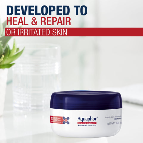 Aquaphor Healing Ointment - Skin Protectant for Dry Cracked Skin - Hands,Heels,Elbows - 2.8 oz Jar,(Pack of 6)