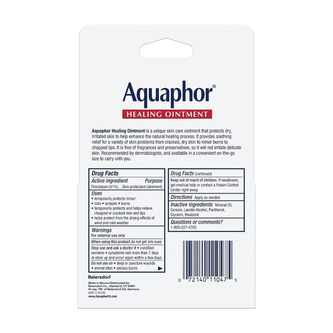 Aquaphor Healing Ointment Advanced Therapy Skin Protectant, Travel Size Body Moisturizer for Dry Skin, Minor Cuts and Burns, Dry Cuticles, Cracked Heels, Hands and Lips, 0.35 Oz Tube (2 x Pack of 2)