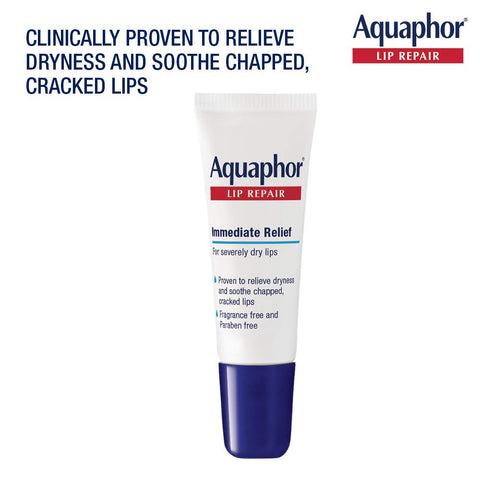 Aquaphor Lip Repair Ointment - Long-lasting Moisture to Soothe Dry Chapped Lips - .35 fl. oz. Tube,(Pack of 2)