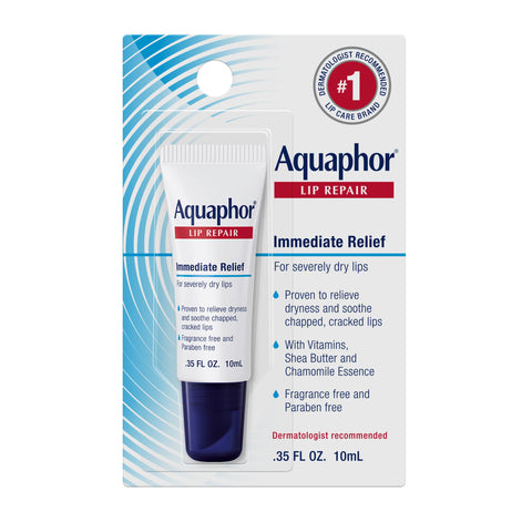Aquaphor Lip Repair Ointment - Long-lasting Moisture to Soothe Dry Chapped Lips - .35 fl. oz. Tube (Pack of 48)